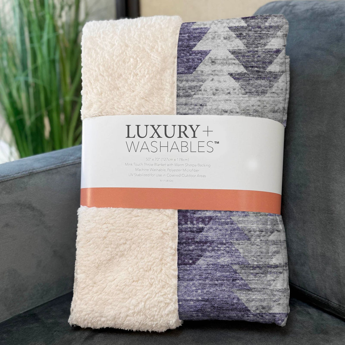 Angled Checks Purple Washable Indoor-Outdoor Rug