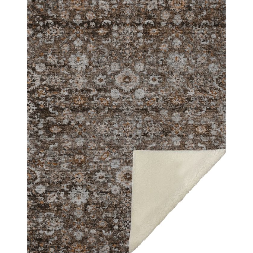 Ocean Ripples Brown Washable Indoor-Outdoor Rug
