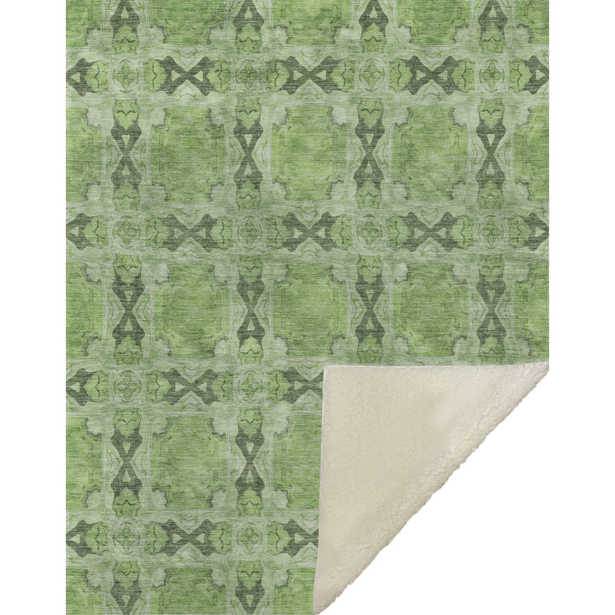 Panel Green Washable Indoor-Outdoor Rug