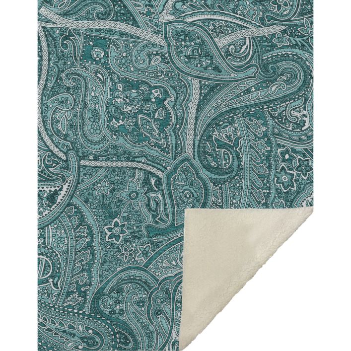 Woven Blocks Teal Washable Indoor-Outdoor Rug