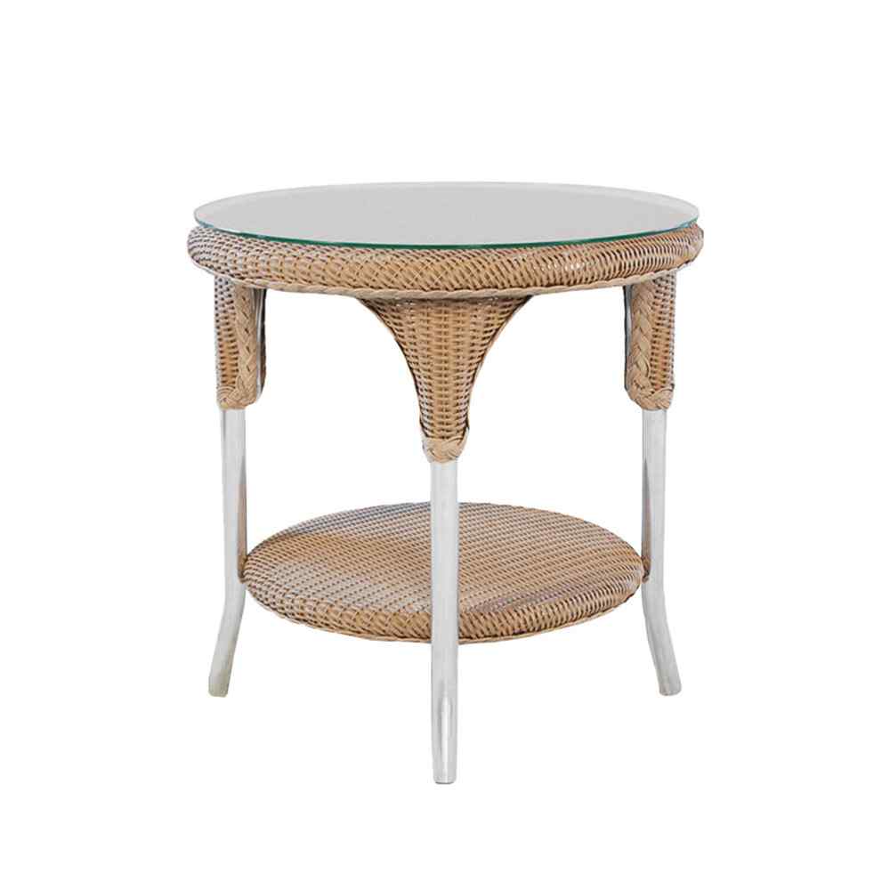 Lloyd Flanders Loom Wicker Round Outdoor End Table