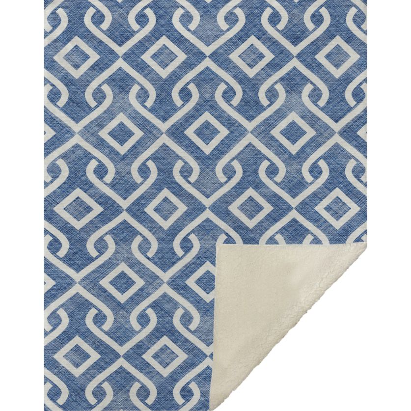 Offset Stripes Blue Washable Indoor-Outdoor Rug