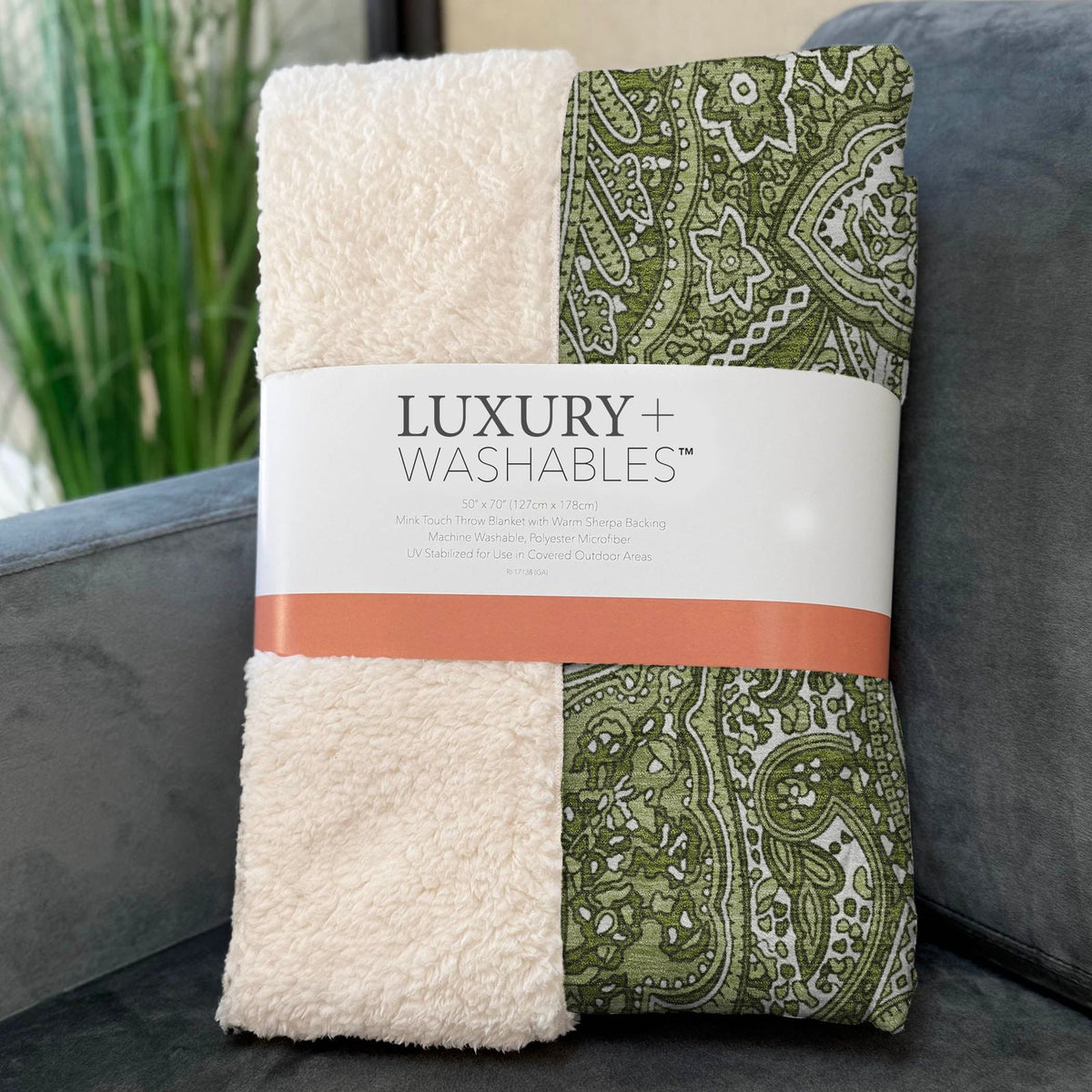 Woven Blocks Green Washable Indoor-Outdoor Rug