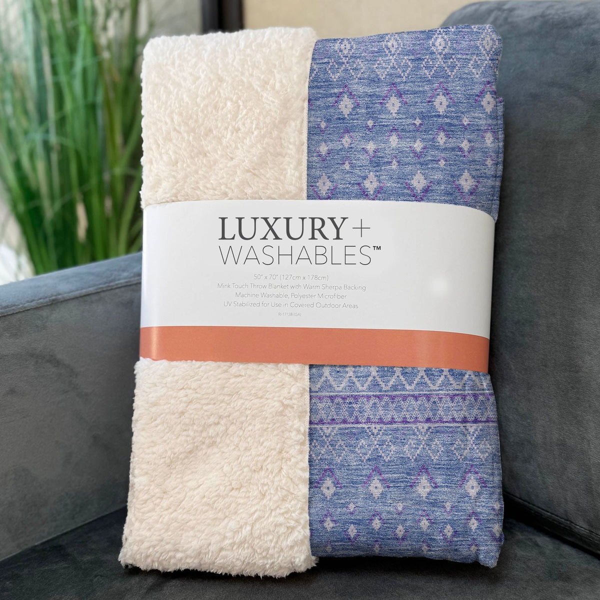 Boho Blue Washable Indoor-Outdoor Rug