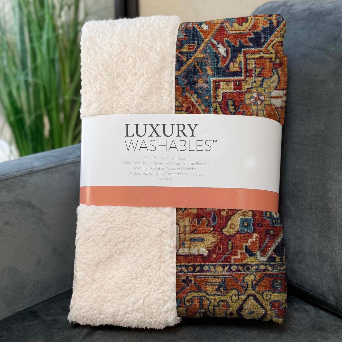 Oriental Paprika Washable Indoor-Outdoor Rug