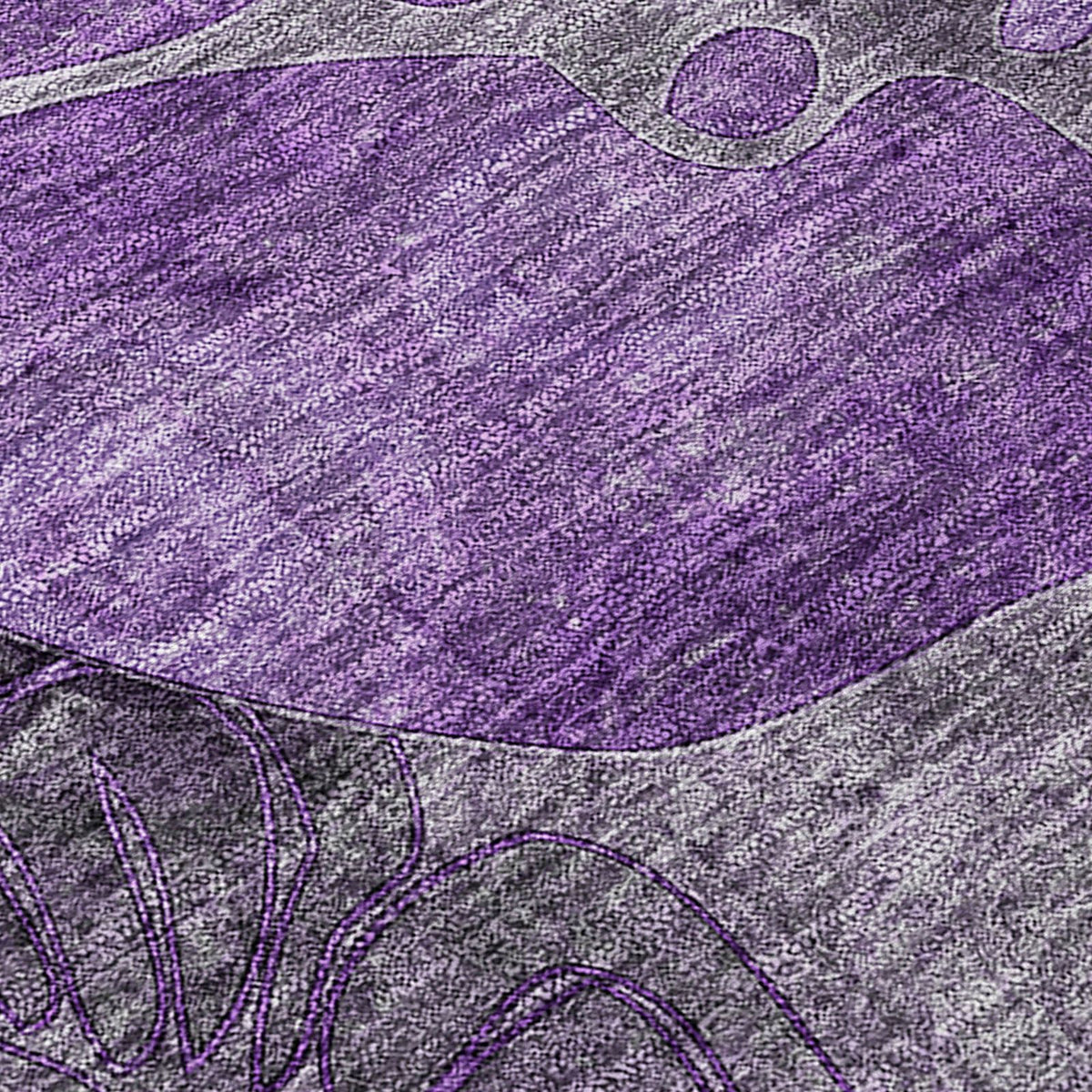 Floral Purple Washable Indoor-Outdoor Rug