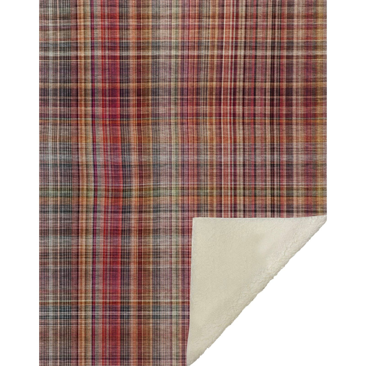 Plaid Red Washable Indoor-Outdoor Rug