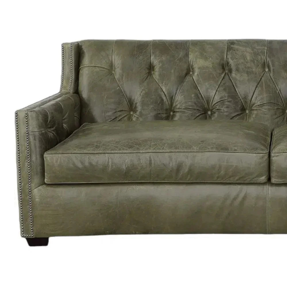 90 Green Leather Couch Henry Grain Leather - LOOMLAN - Uptown Sebastian - Sofas &amp; Loveseats