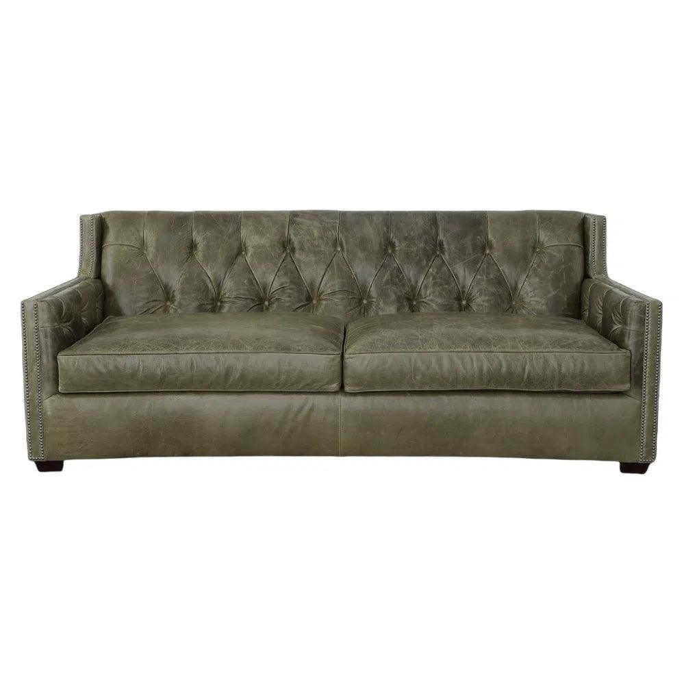 90 Green Leather Couch Henry Grain Leather - LOOMLAN - Uptown Sebastian - Sofas &amp; Loveseats