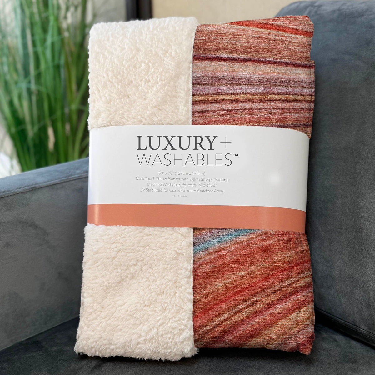 Waves Terracotta Washable Indoor-Outdoor Rug -- view 13