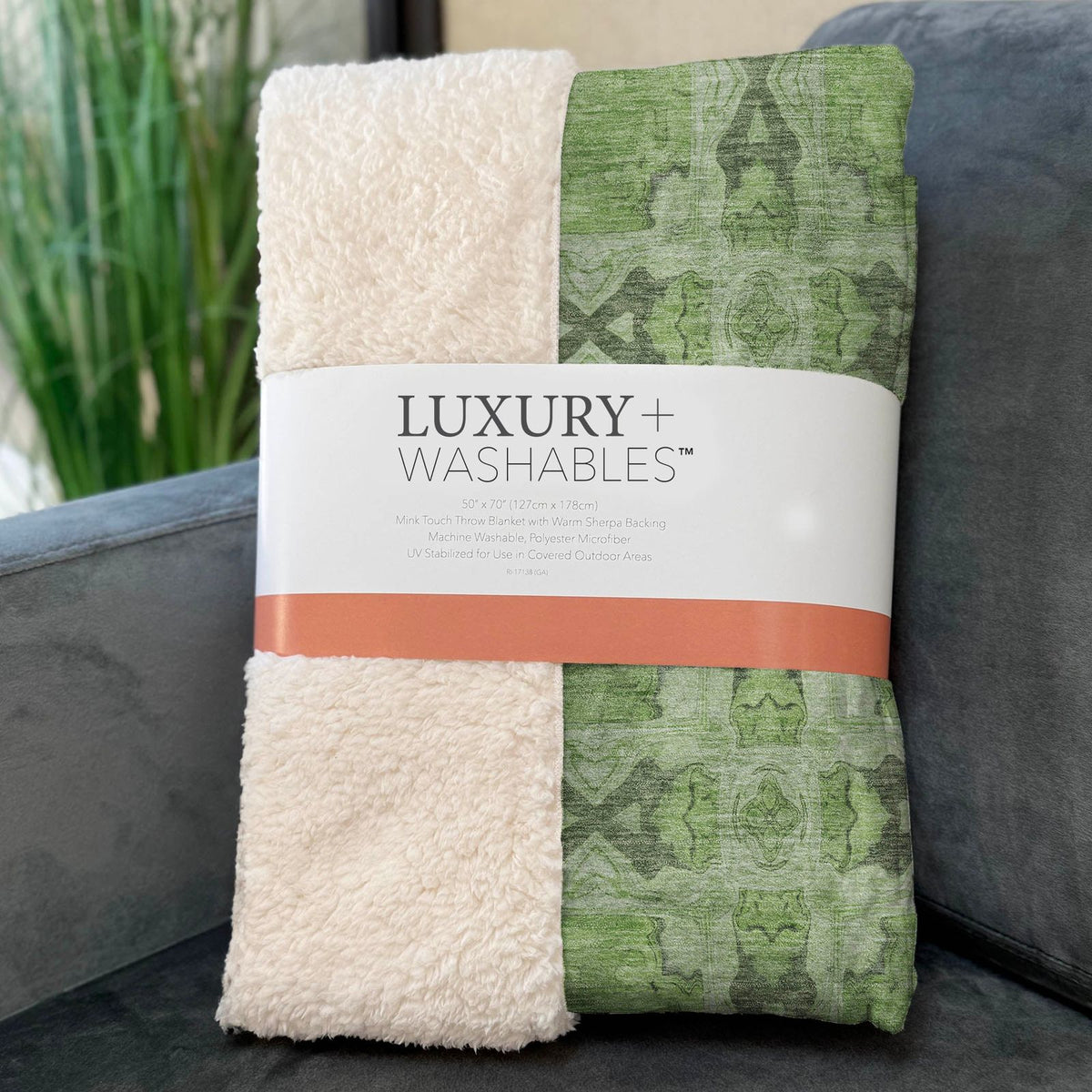 Panel Green Washable Indoor-Outdoor Rug