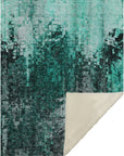 Dust Echo Teal Washable Indoor-Outdoor Rug