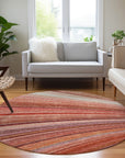 Waves Terracotta Washable Indoor-Outdoor Rug -- view 2