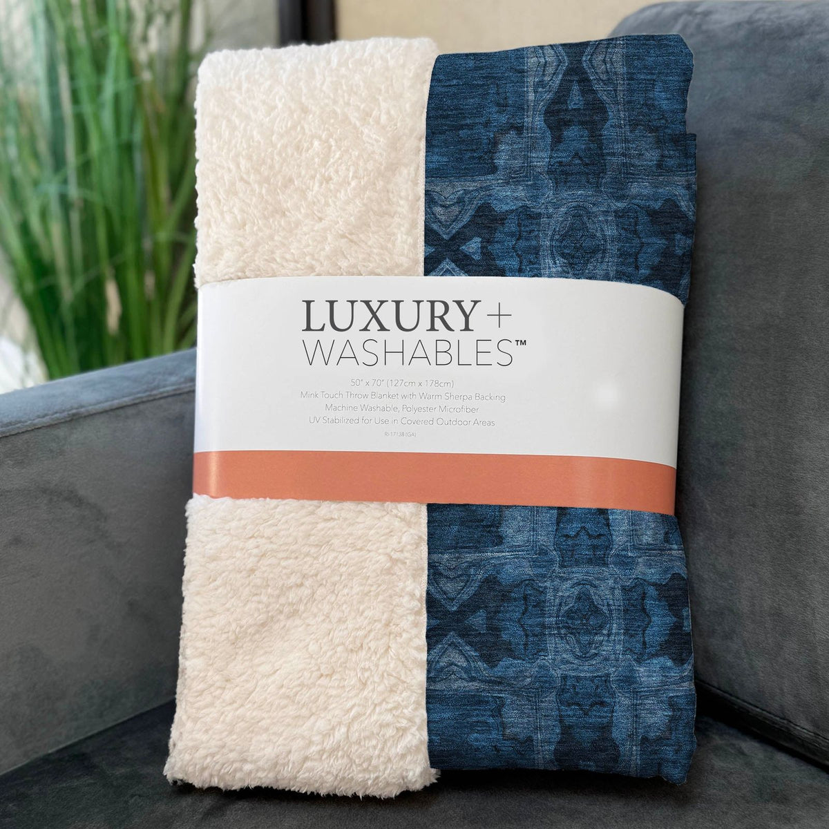 Panel Navy Washable Indoor-Outdoor Rug
