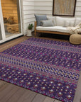 Lazy Rivers Purple Washable Indoor-Outdoor Rug