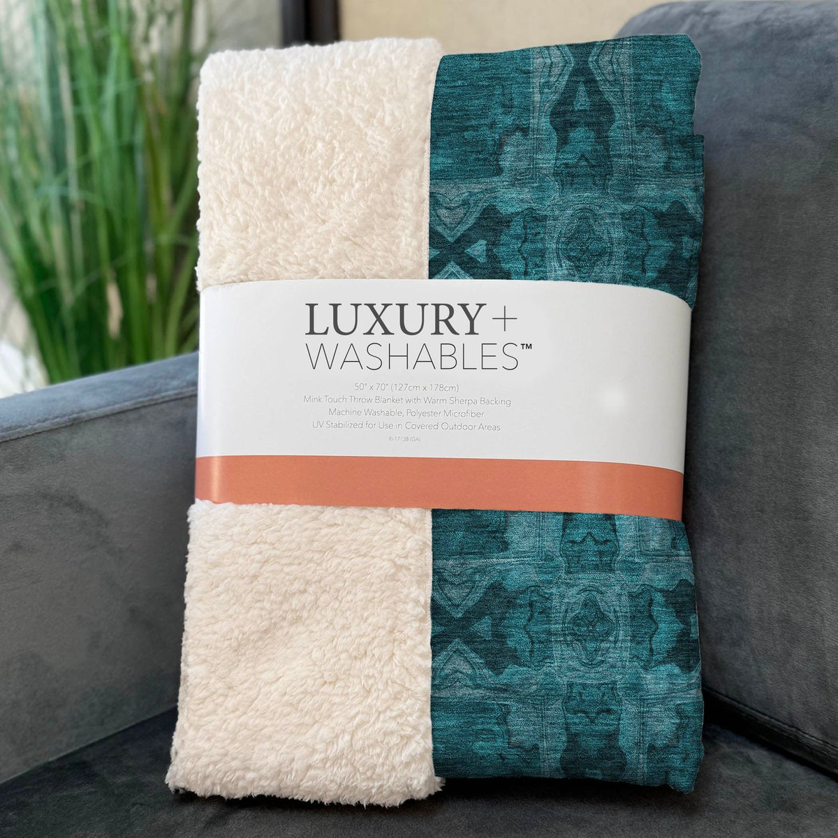 Panel Teal Washable Indoor-Outdoor Rug