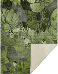 Floral Green Washable Indoor-Outdoor Rug