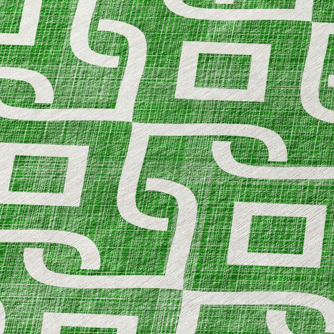 Offset Stripes Emerald Washable Indoor-Outdoor Rug