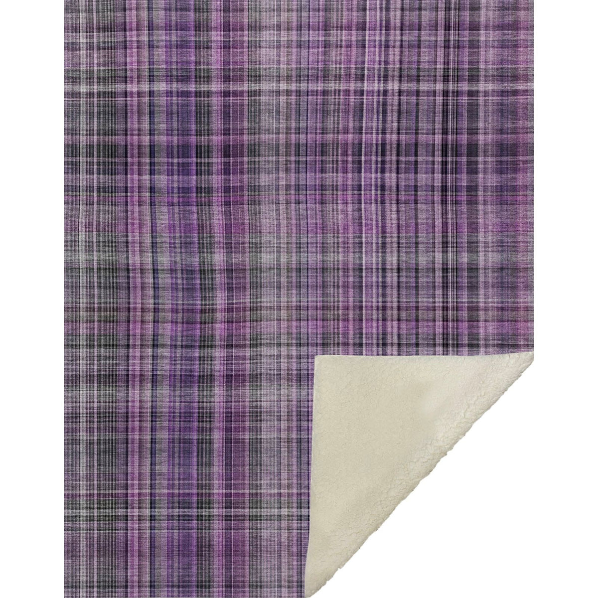 Plaid Purple Washable Indoor-Outdoor Rug
