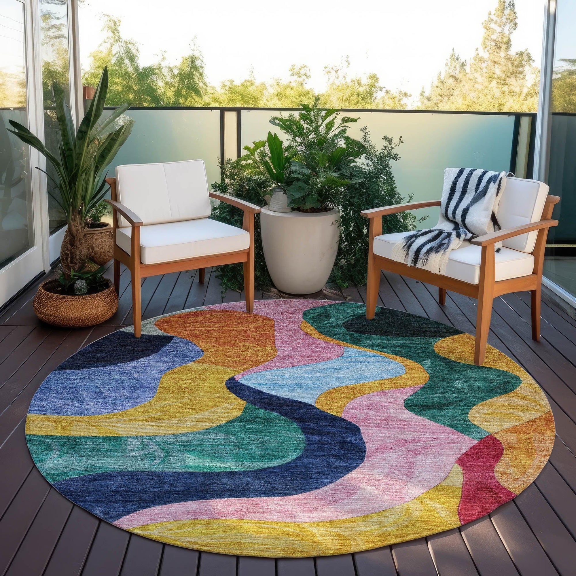 LOOMLAN Rugs Leo Green Washable Indoor-Outdoor Rug