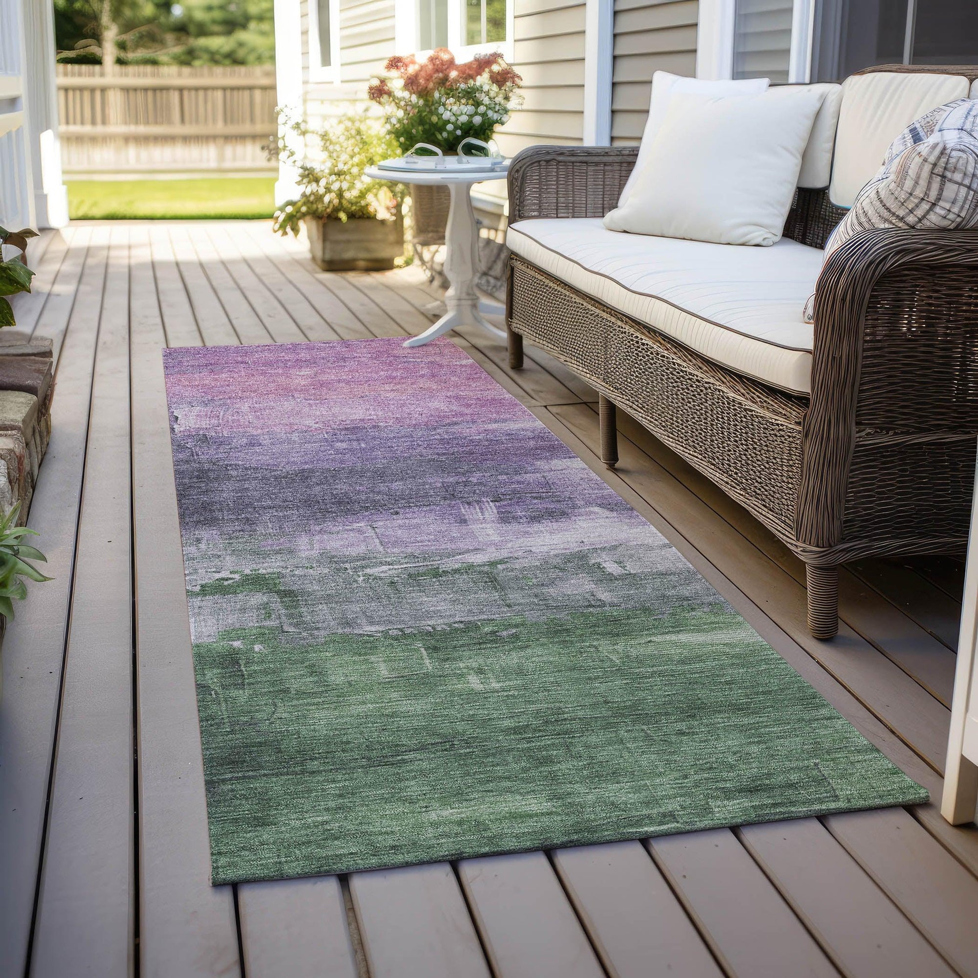 LOOMLAN Rugs Bloometra Purple Washable Indoor-Outdoor Rug