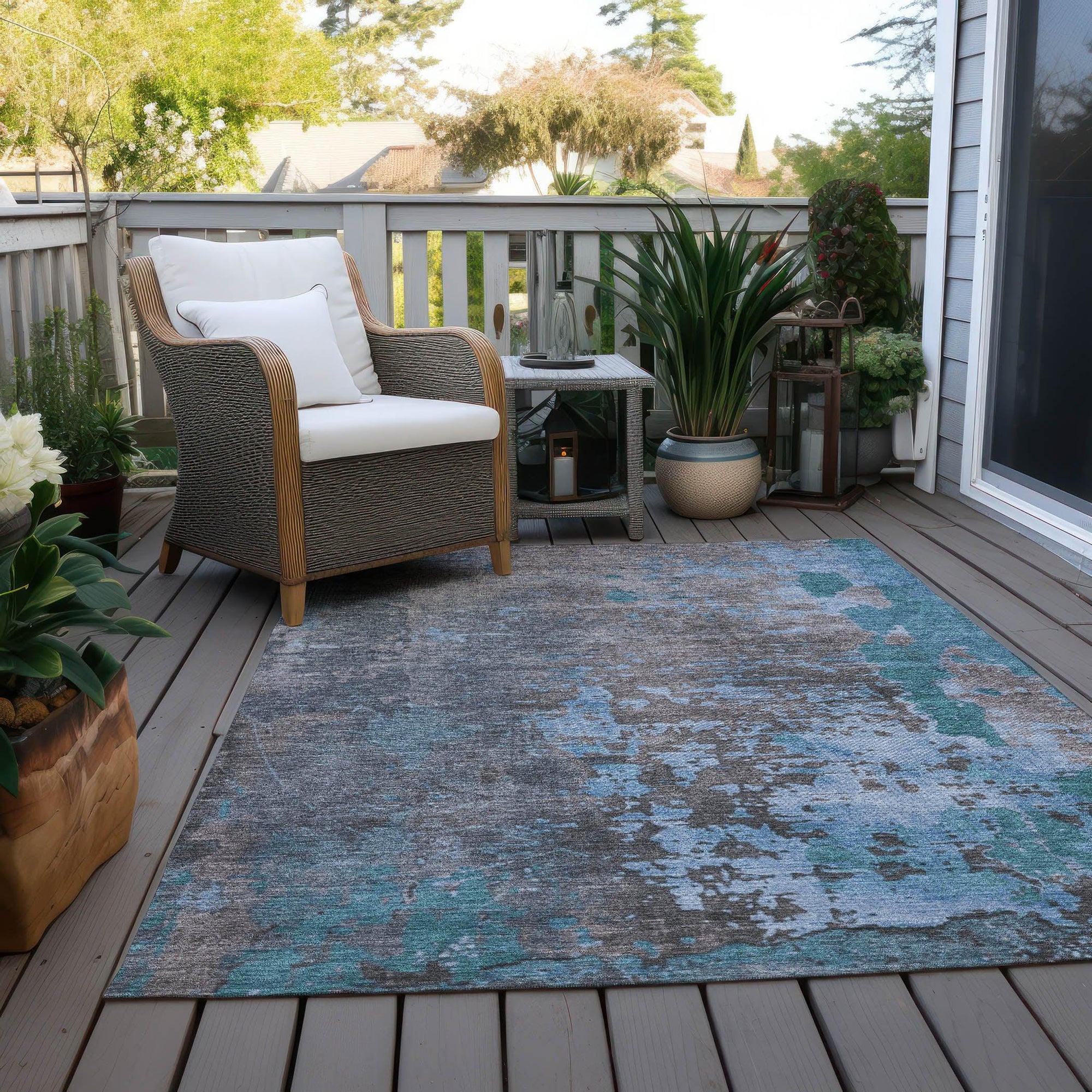 Addison Rugs Eloril Teal Washable Indoor-Outdoor Rug
