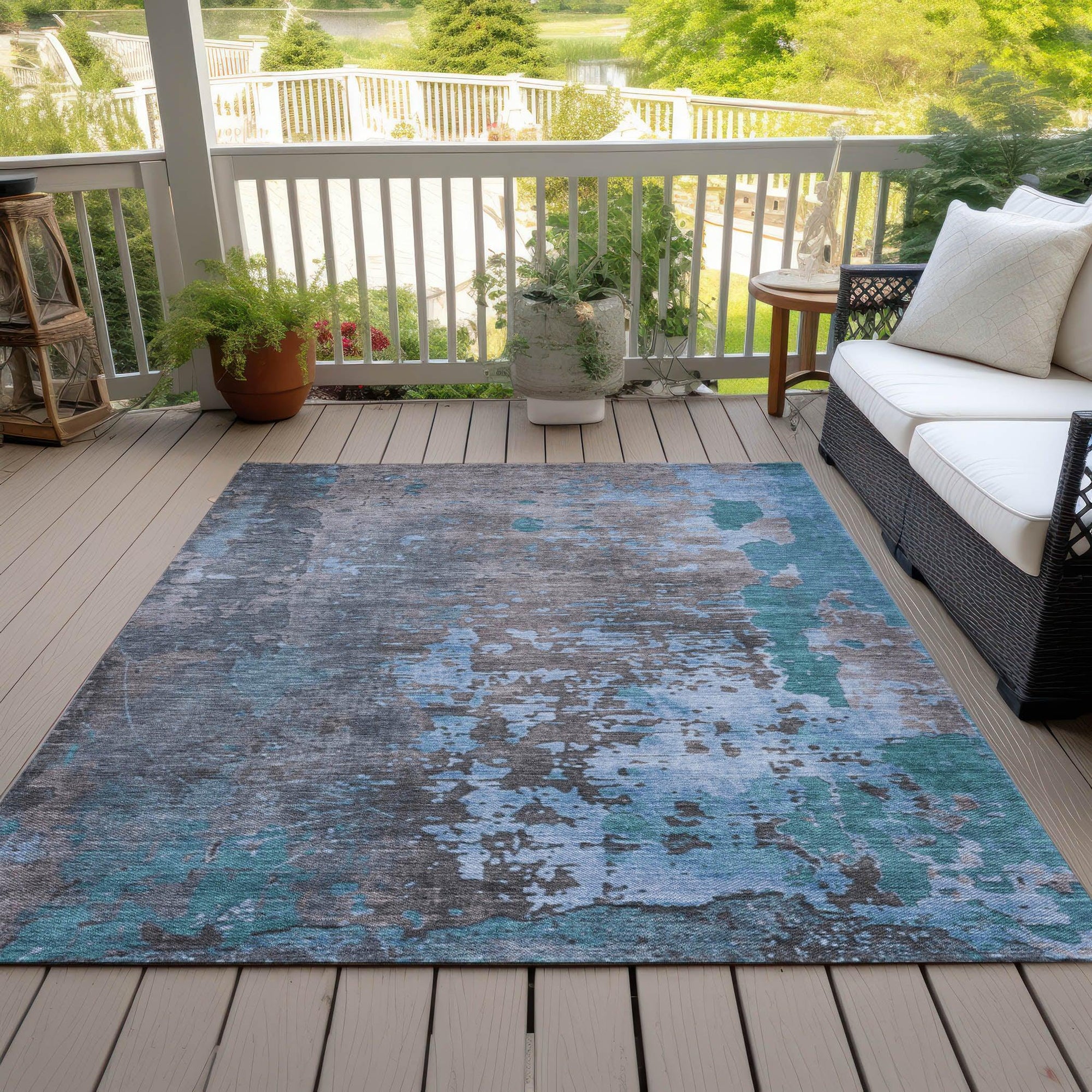 Addison Rugs Eloril Teal Washable Indoor-Outdoor Rug