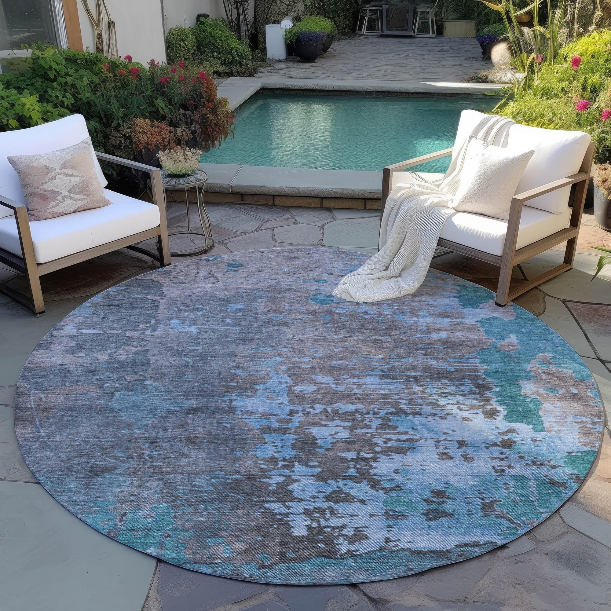 Addison Rugs Eloril Teal Washable Indoor-Outdoor Rug