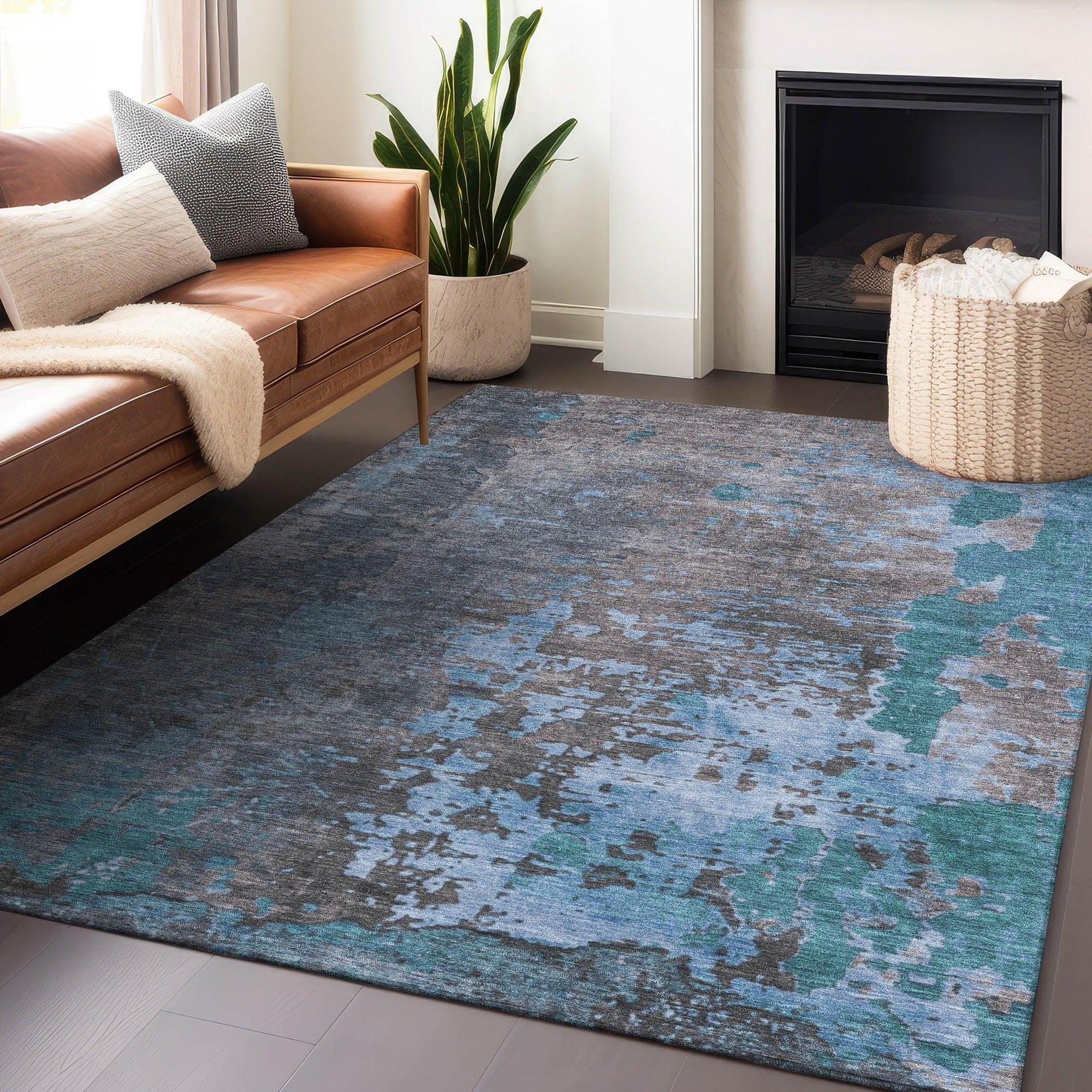 Addison Rugs Eloril Teal Washable Indoor-Outdoor Rug