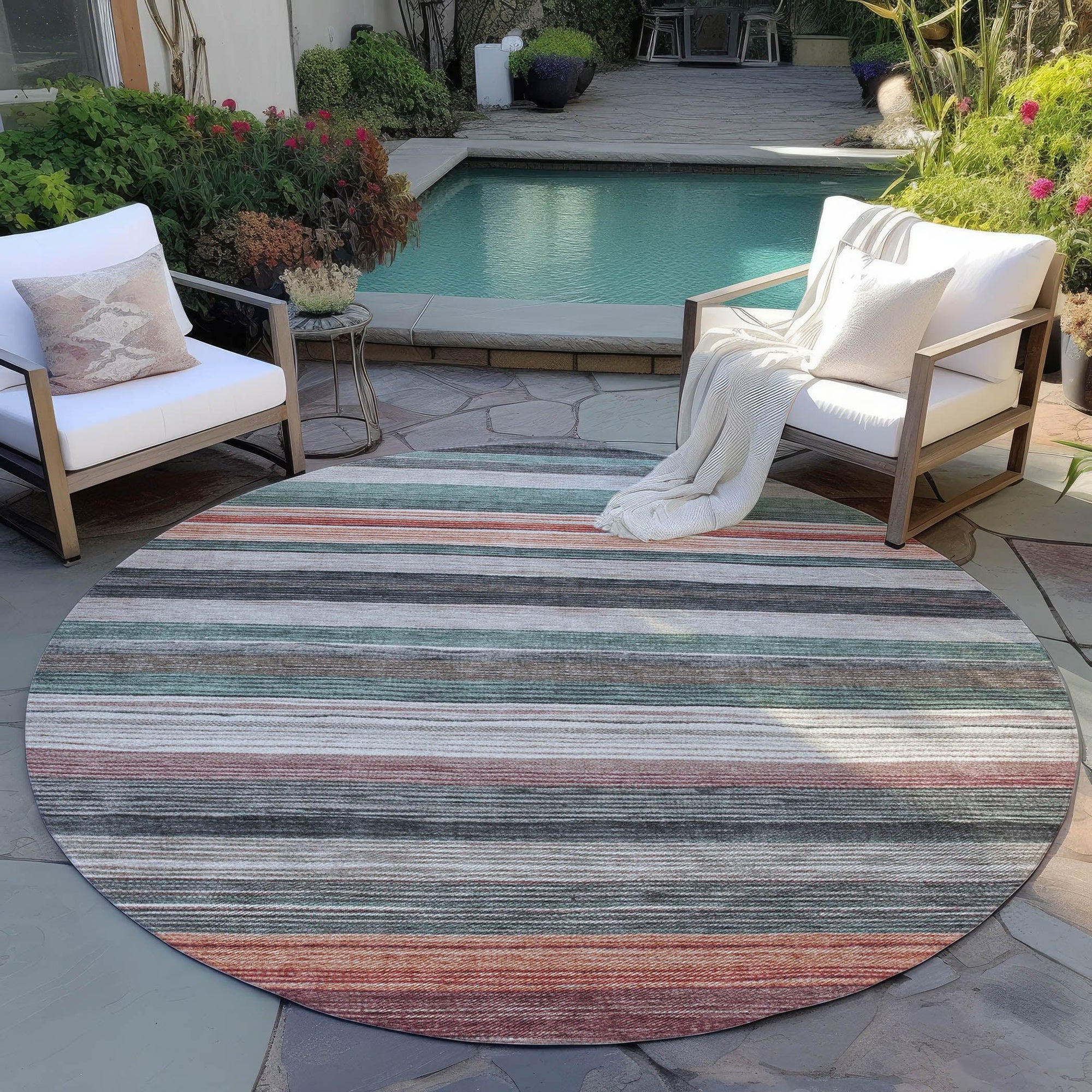 Addison Rugs Elyn Blue Washable Indoor-Outdoor Rug