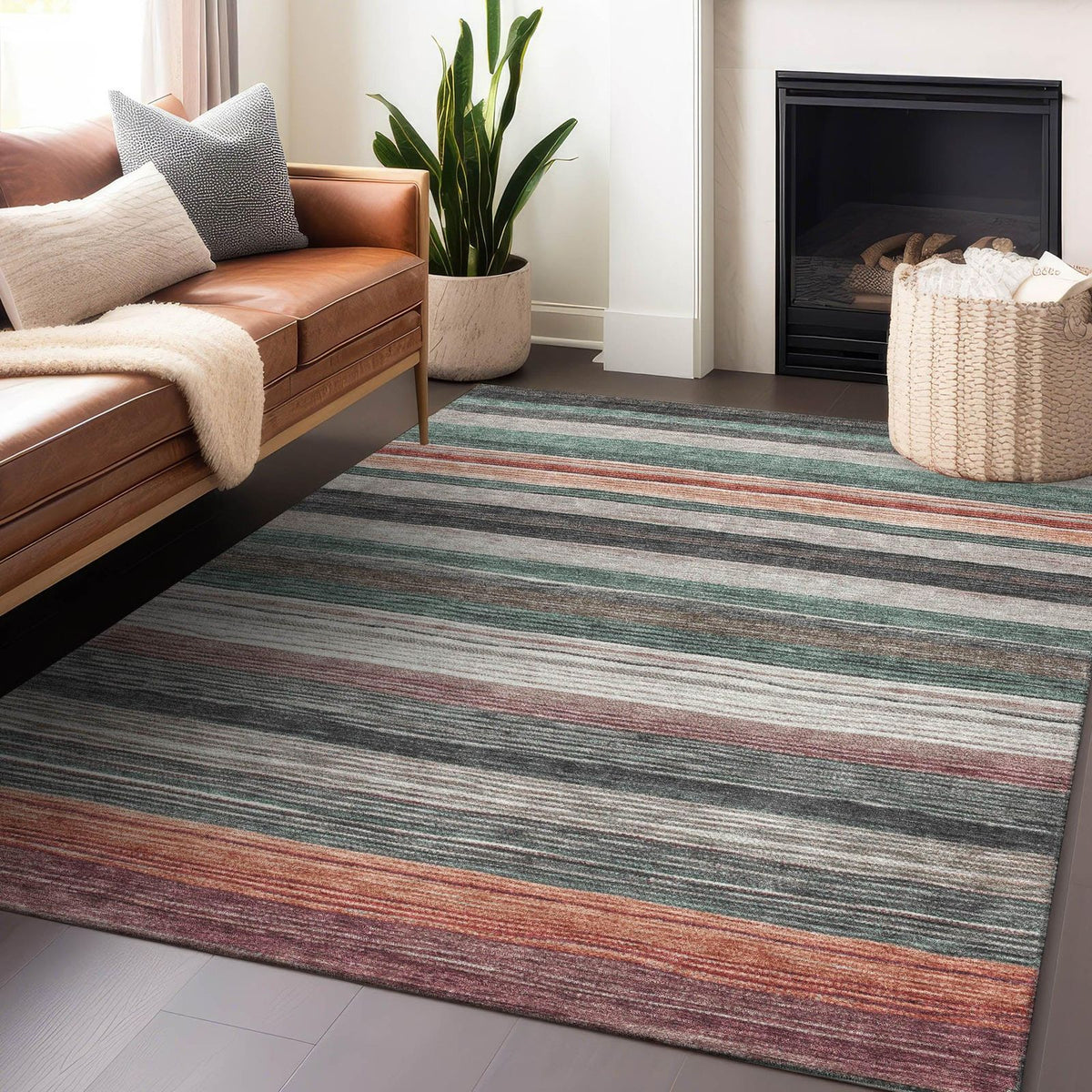 Addison Rugs Elyn Blue Washable Indoor-Outdoor Rug