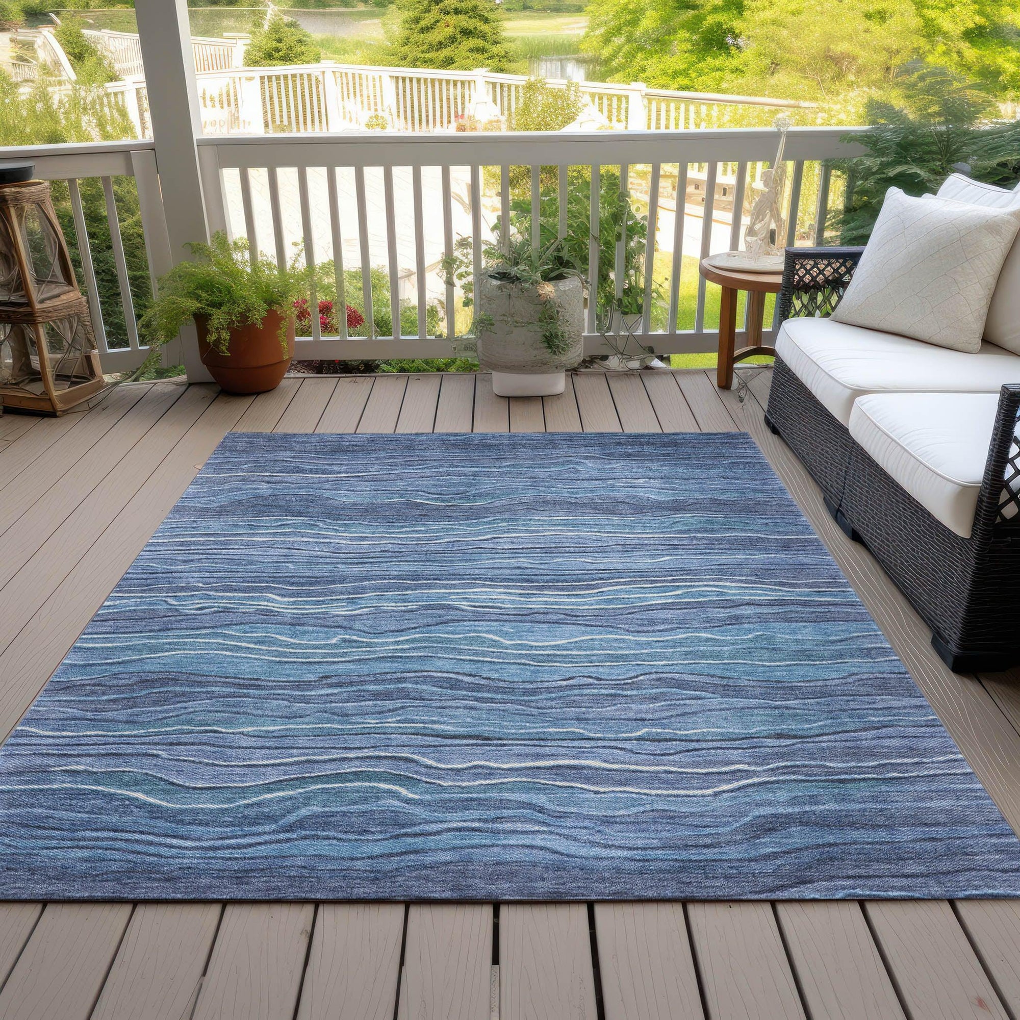 Addison Rugs Faerain Blue Washable Indoor-Outdoor Rug