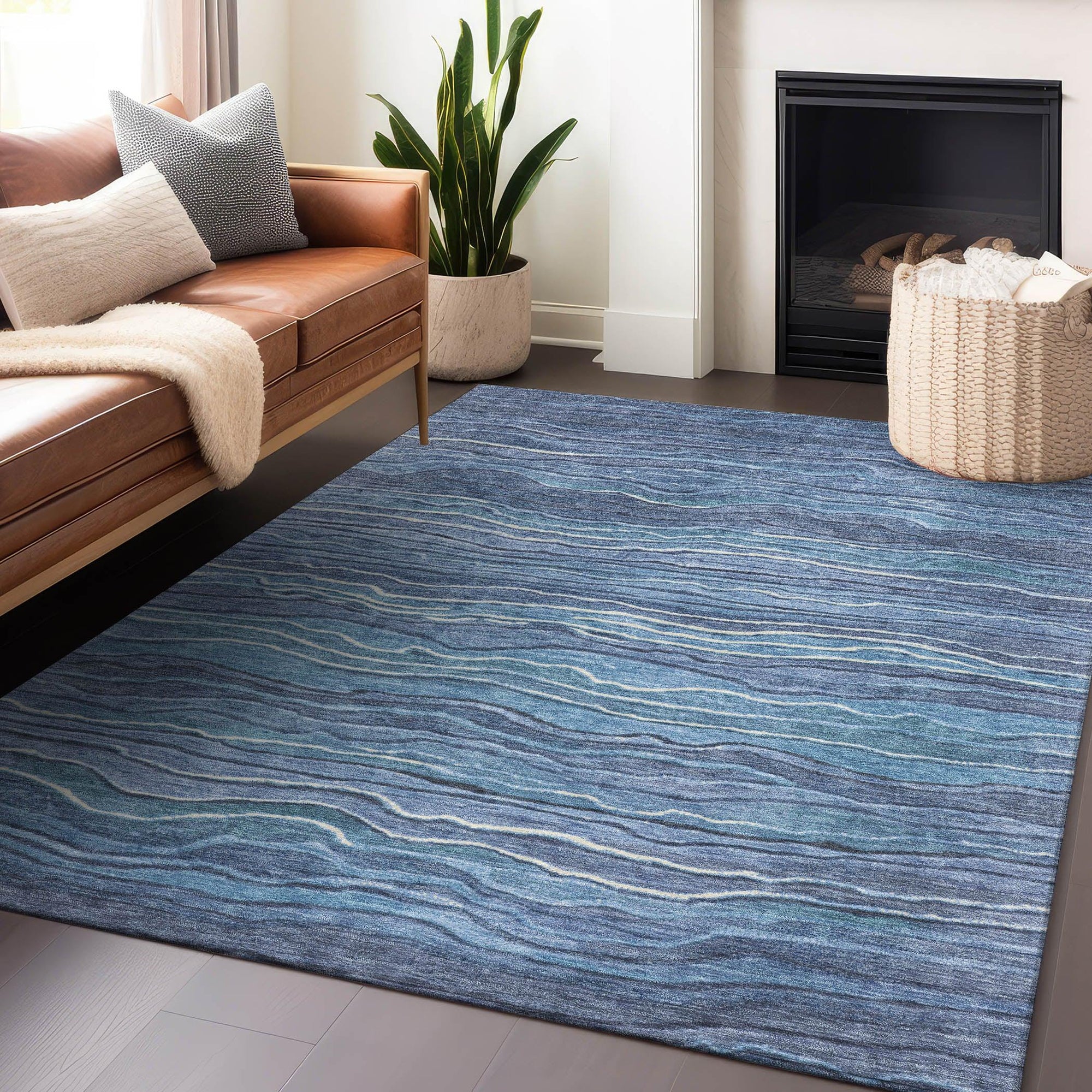 Addison Rugs Faerain Blue Washable Indoor-Outdoor Rug