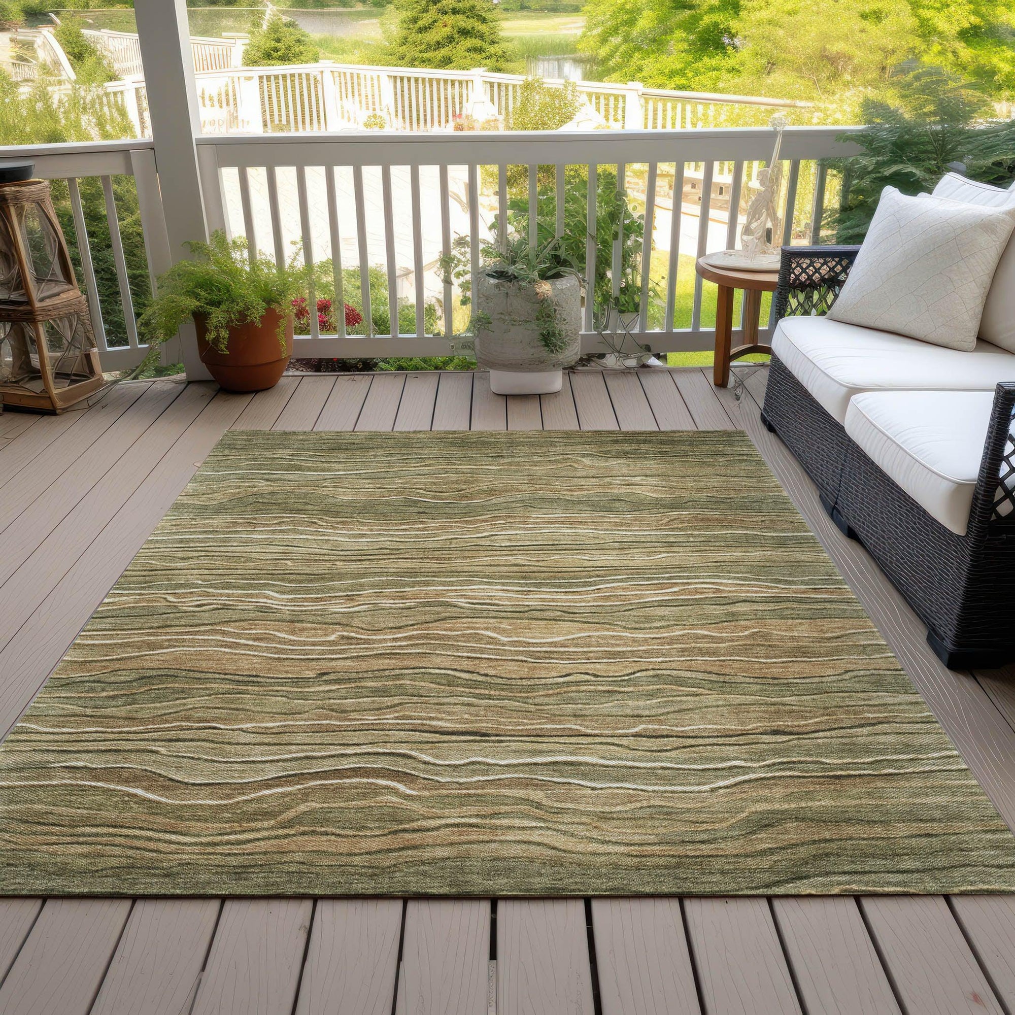 Addison Rugs Faerain Green Washable Indoor-Outdoor Rug