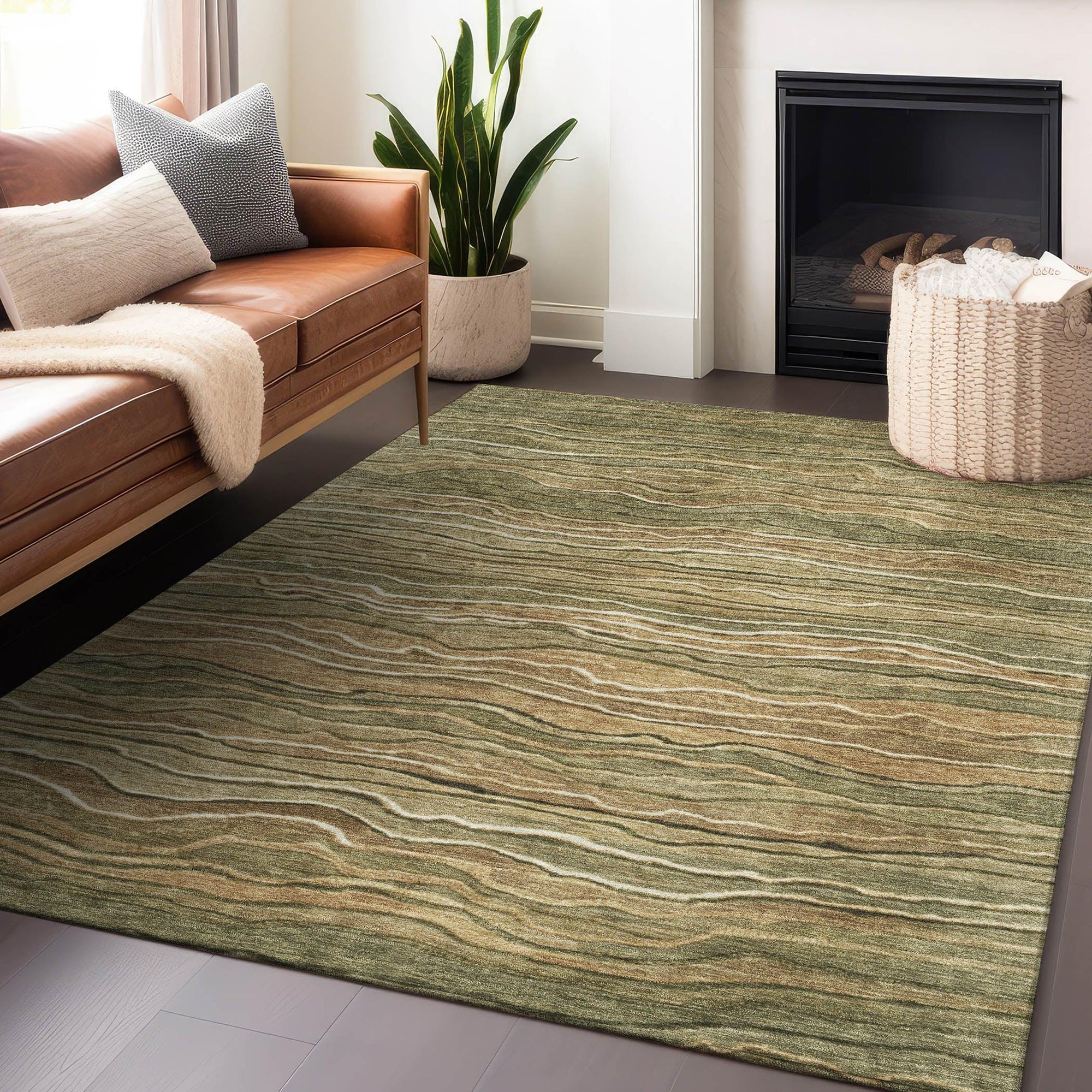 Addison Rugs Faerain Green Washable Indoor-Outdoor Rug