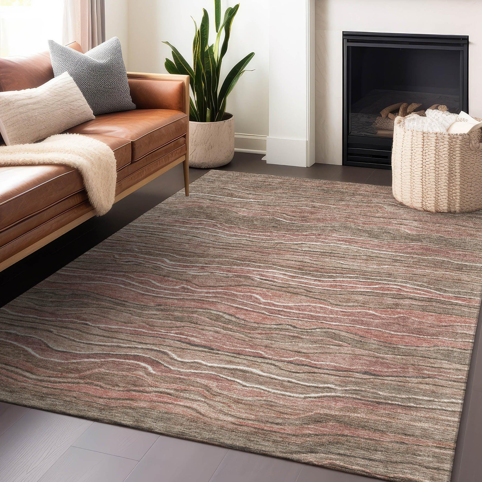 Addison Rugs Faerain Brown Washable Indoor-Outdoor Rug