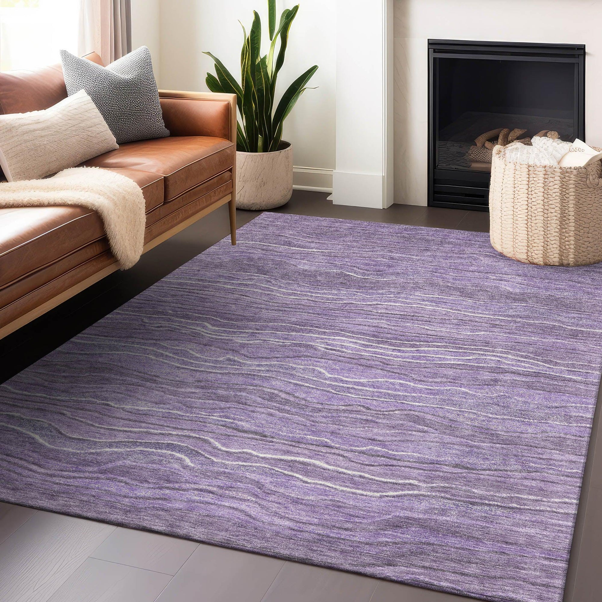 Addison Rugs Faerain Purple Washable Indoor-Outdoor Rug