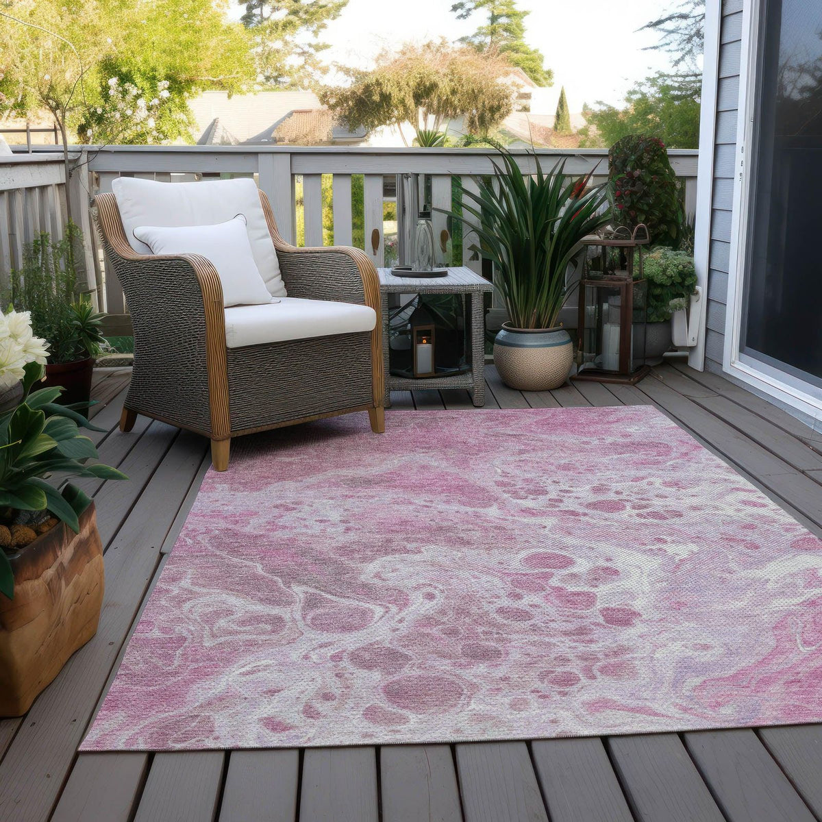 Faerara Pink Washable Indoor-Outdoor Rug - Area Rug, Ships in 2-3 Days - view 4