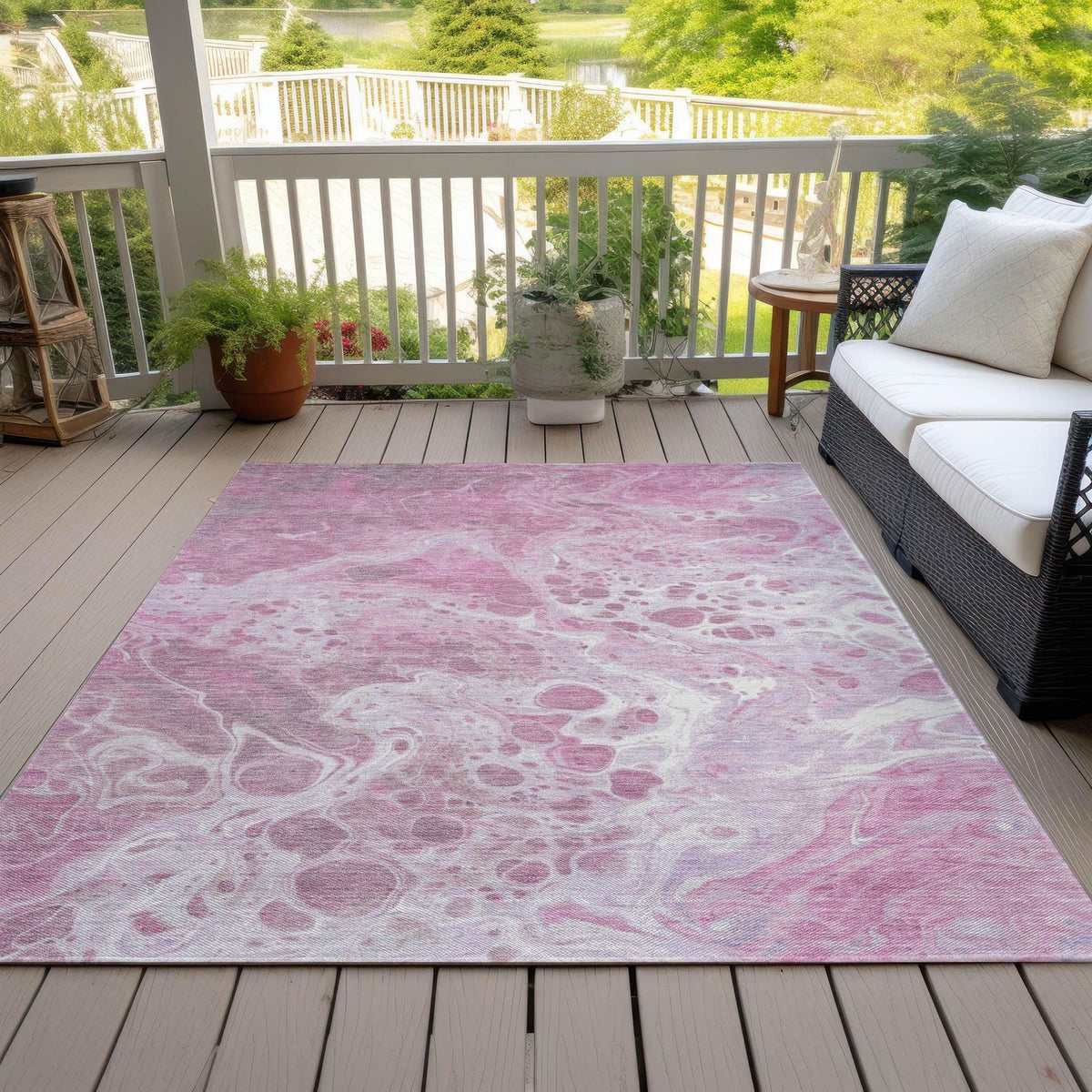 Faerara Pink Washable Indoor-Outdoor Rug - Area Rug, Ships in 2-3 Days - view 3