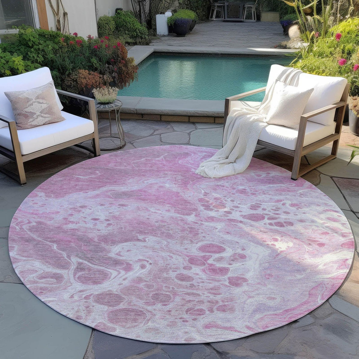Faerara Pink Washable Indoor-Outdoor Rug - Area Rug, Ships in 2-3 Days - view 9