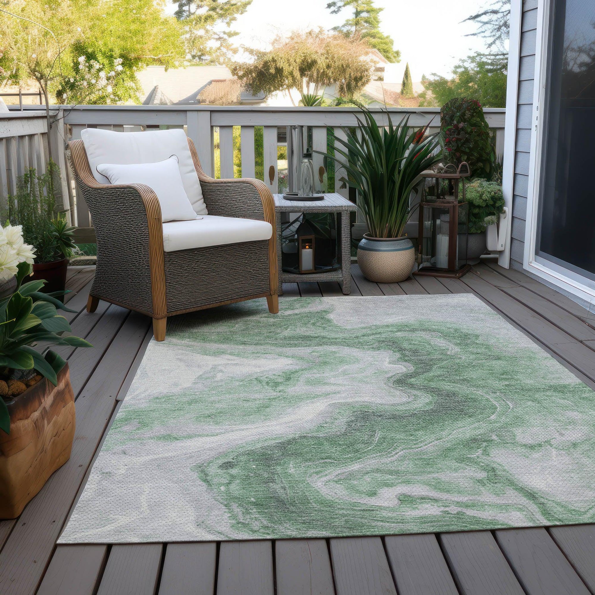 Addison Rugs Faeras Green Washable Indoor-Outdoor Rug