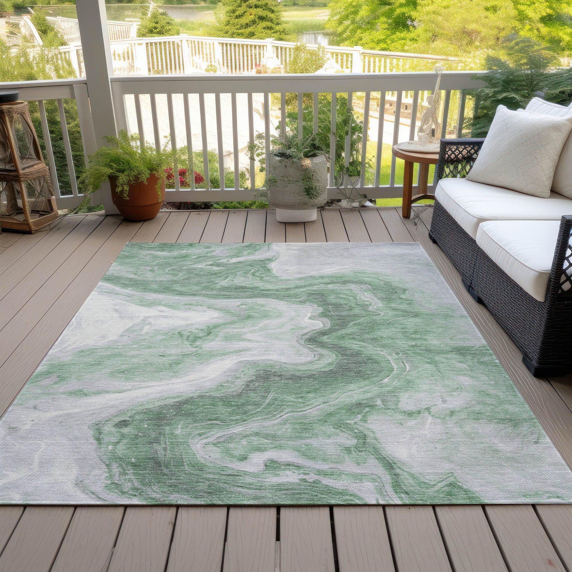 Addison Rugs Faeras Green Washable Indoor-Outdoor Rug