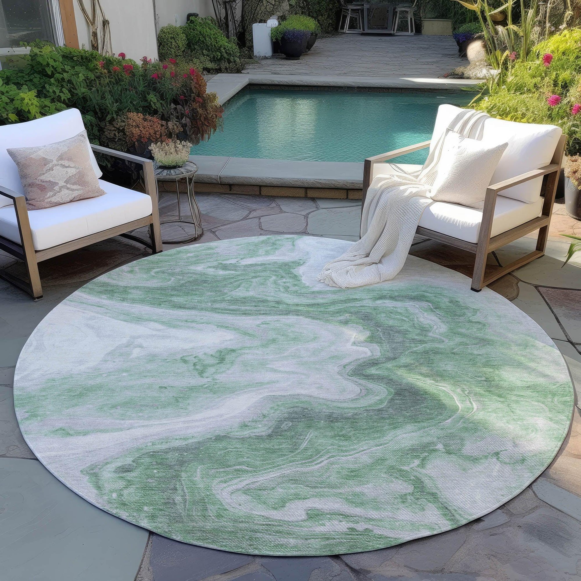 Addison Rugs Faeras Green Washable Indoor-Outdoor Rug