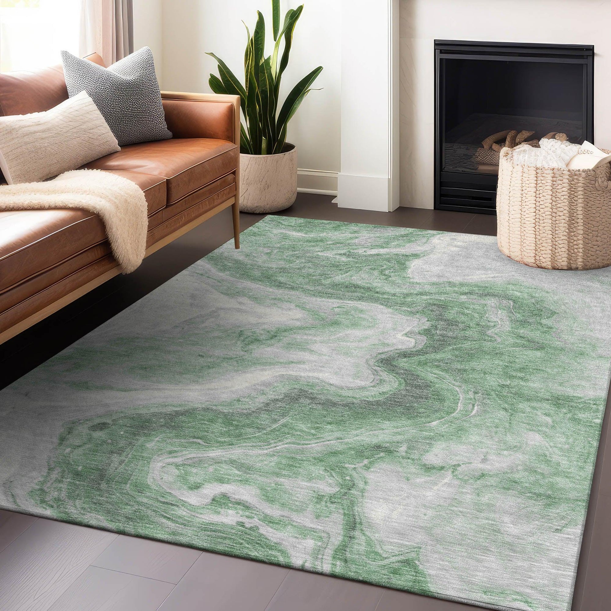 Addison Rugs Faeras Green Washable Indoor-Outdoor Rug