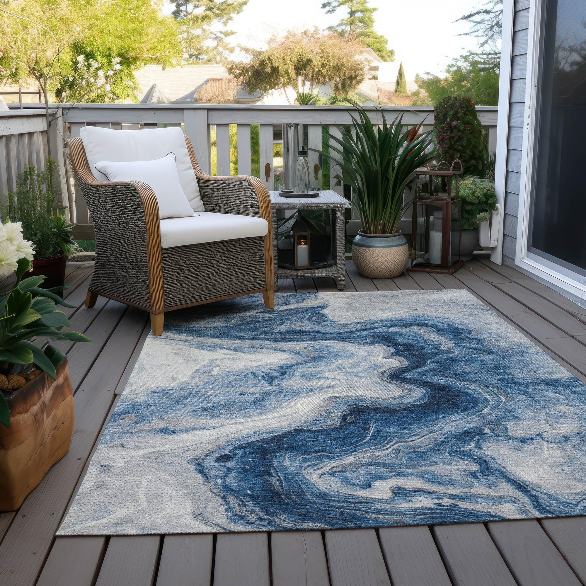 Addison Rugs Faeras Blue Washable Indoor-Outdoor Rug
