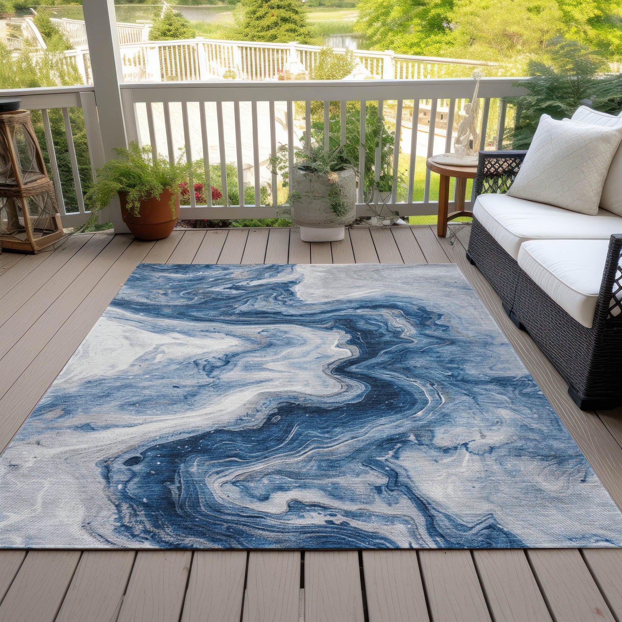 Addison Rugs Faeras Blue Washable Indoor-Outdoor Rug