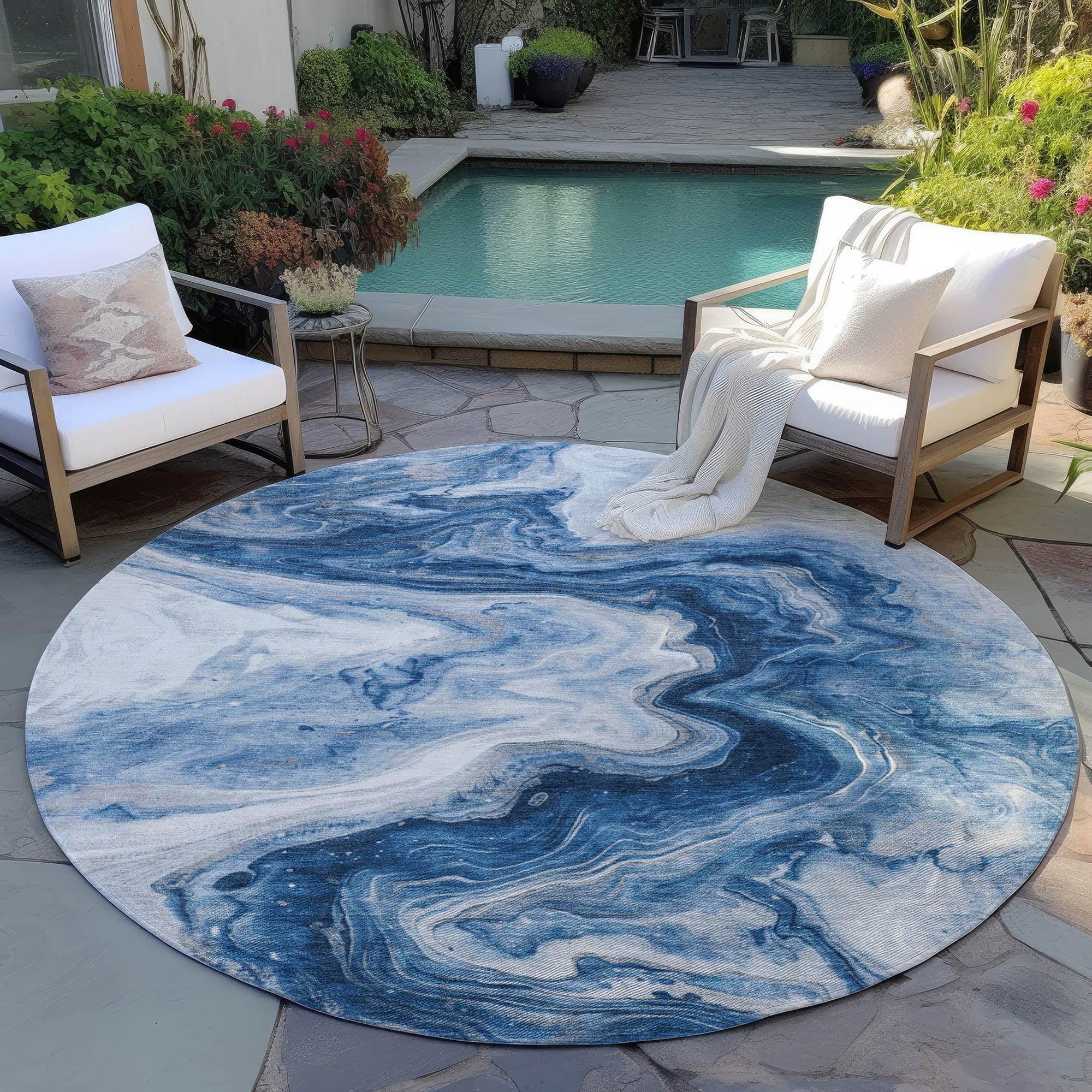 Addison Rugs Faeras Blue Washable Indoor-Outdoor Rug