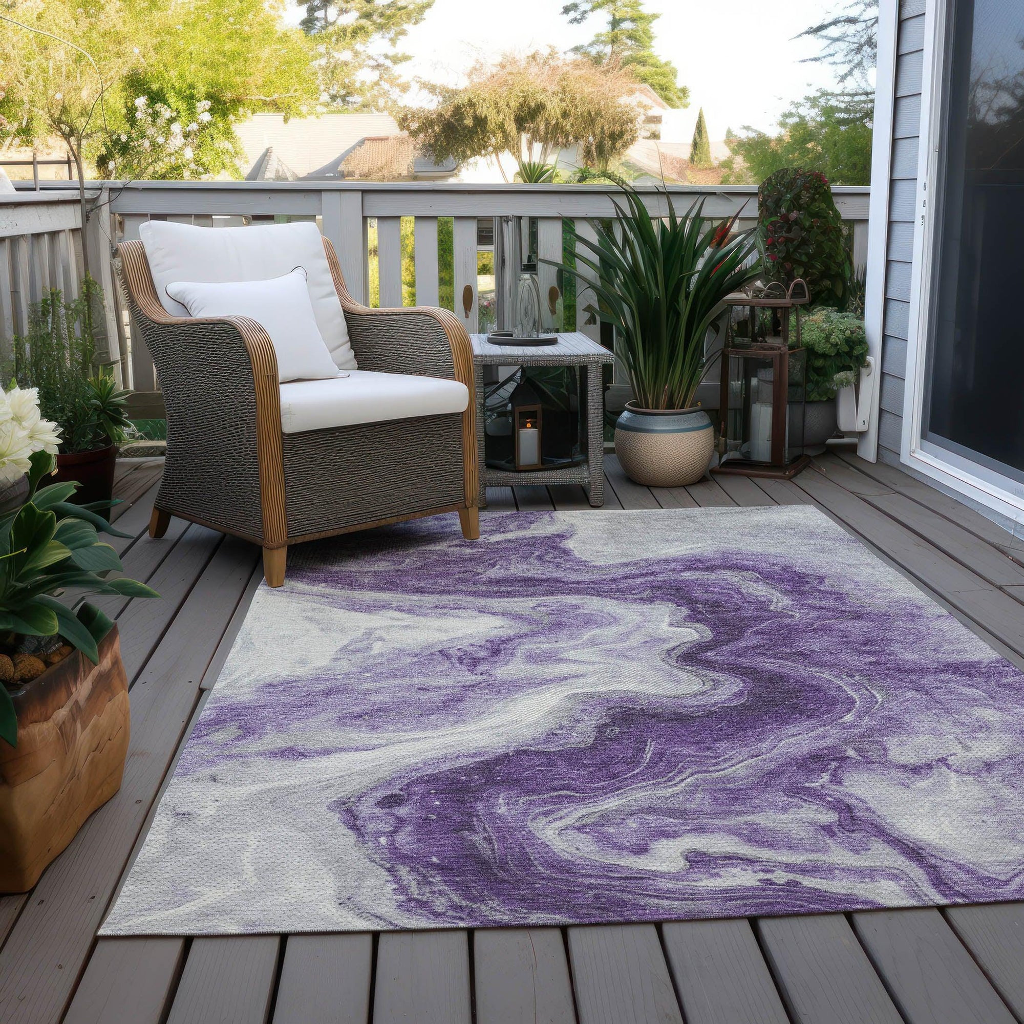 Addison Rugs Faeras Purple Washable Indoor-Outdoor Rug