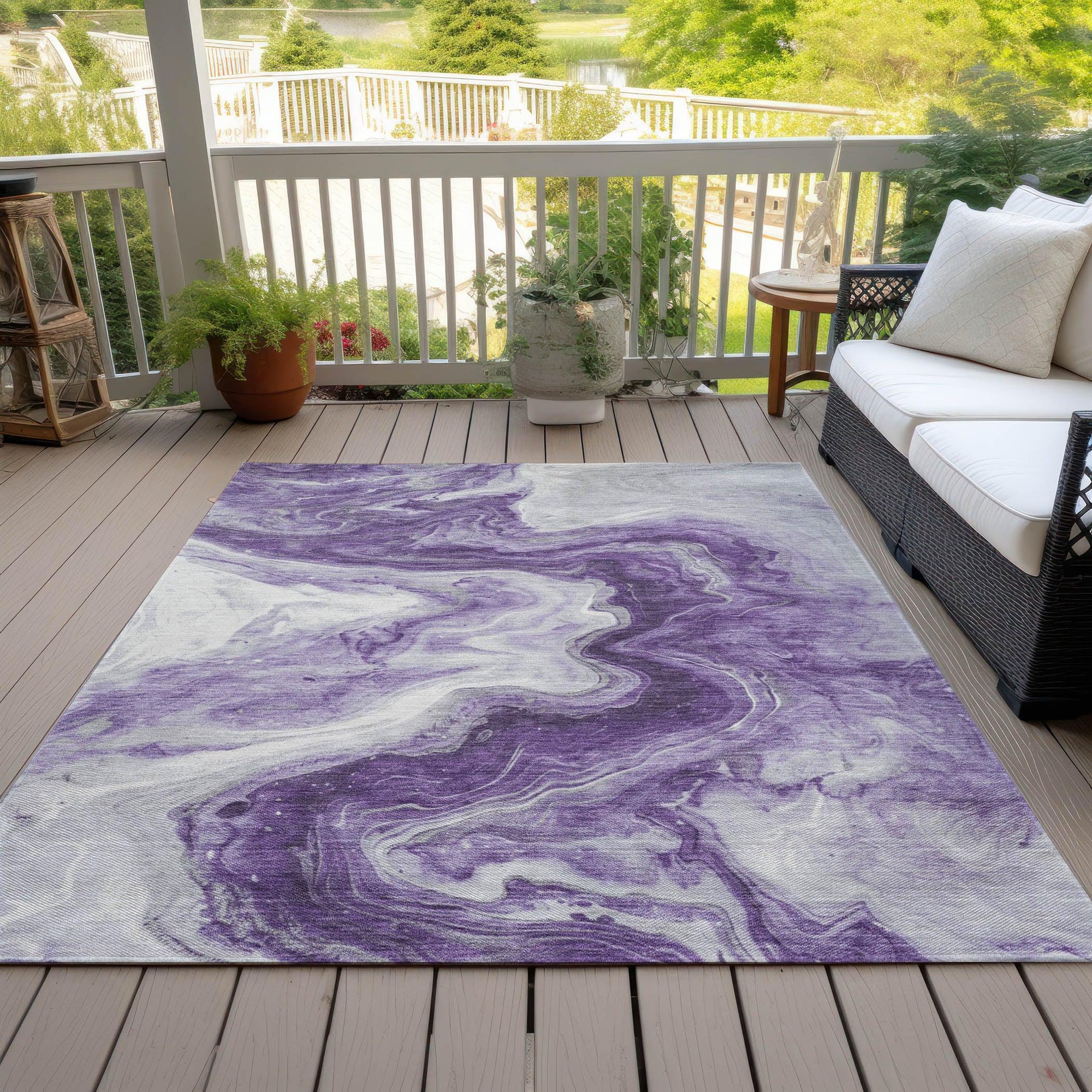 Addison Rugs Faeras Purple Washable Indoor-Outdoor Rug