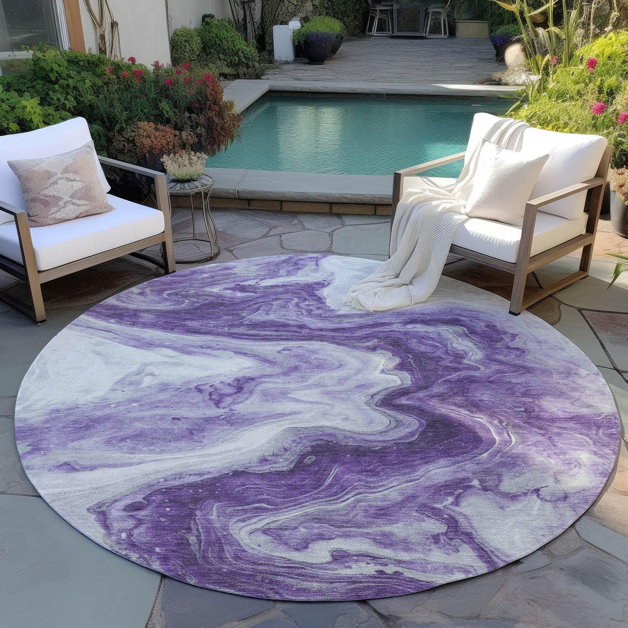 Addison Rugs Faeras Purple Washable Indoor-Outdoor Rug
